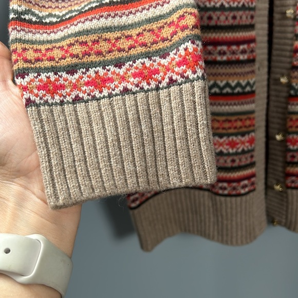 Talbots Nordic Fair Isle Wool Blend Fall Inspired Cardigan Sweater Size L - Picture 5 of 10